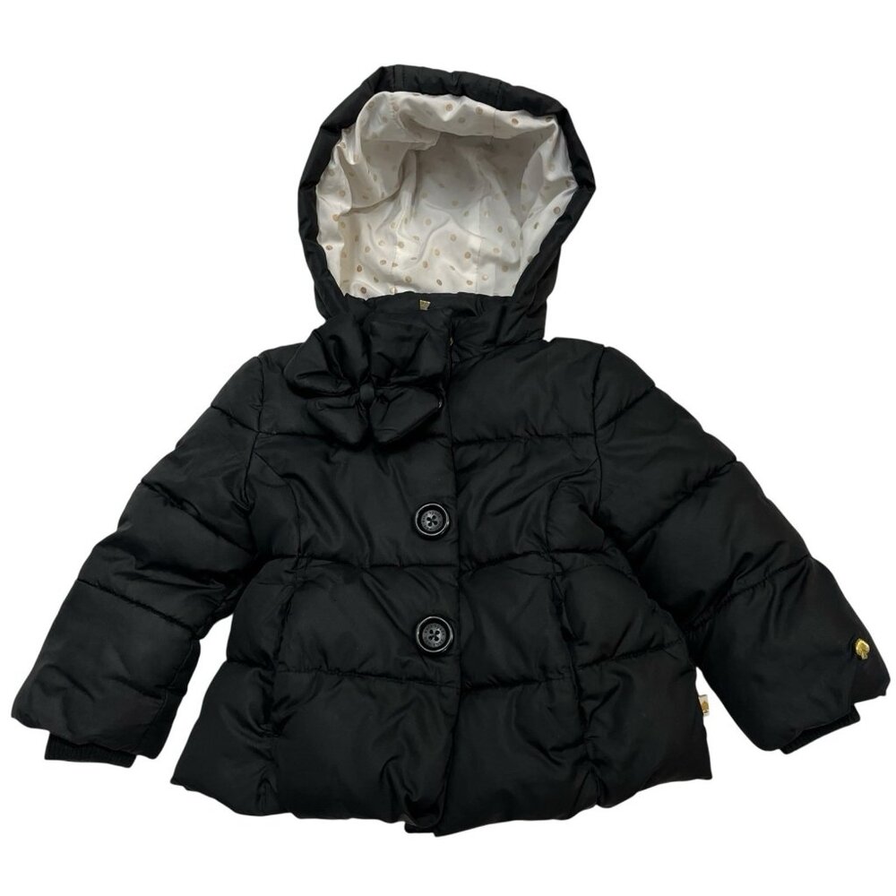 Kate Spade Puffer Jacket Baby‎ Girl 18M Black Hooded Full Zip Jacket Bow Detail